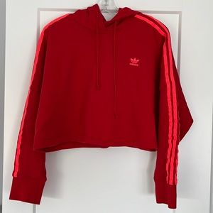 Adidas Cropped 3 Stripes Hoodie